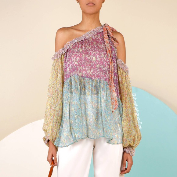 ZIMMERMANN Carnaby Frill Swing Silk Top Floral